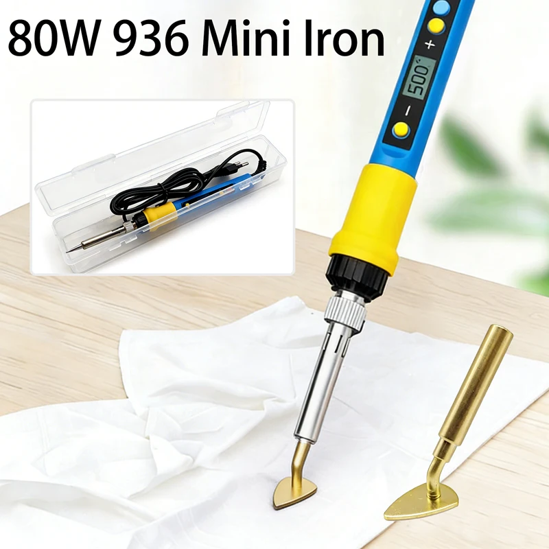 

80W Small Tiny Iron for Crafts, Digital Display Adjustable Temperature Mini Soldering iron Patch Clothes Shoes Sewing and Hats