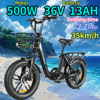 Ebike 500W Powerful Motor13AH Battery Electric Bike Adult Snow Mountain 20 Inch Folding Fat Tire  for Man Women Electric Bicycle