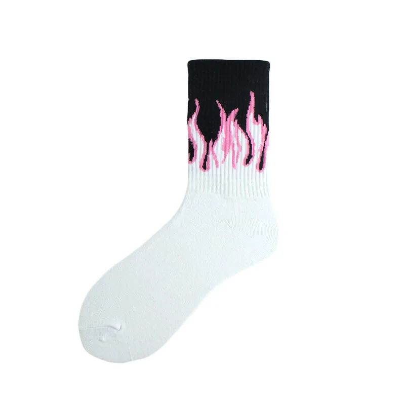 Unisex Flamme Schwarz Weiß Gelb Feuer Sokken Neuheit Hip Hop Harajuku Socken Skateboard Calceines Mujer Straße Skarpetki Socken – Detail 15