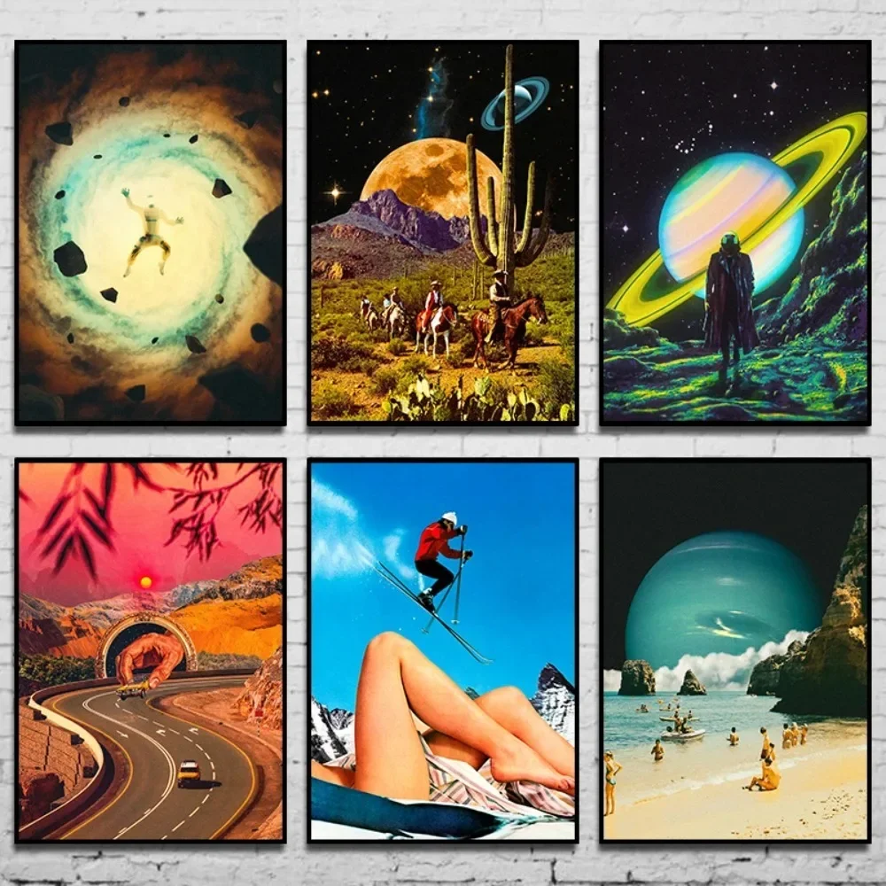 Space Planet Take Poster Surreal Picture Wall Vintage Canvas Painting Print Living Room Home Decor