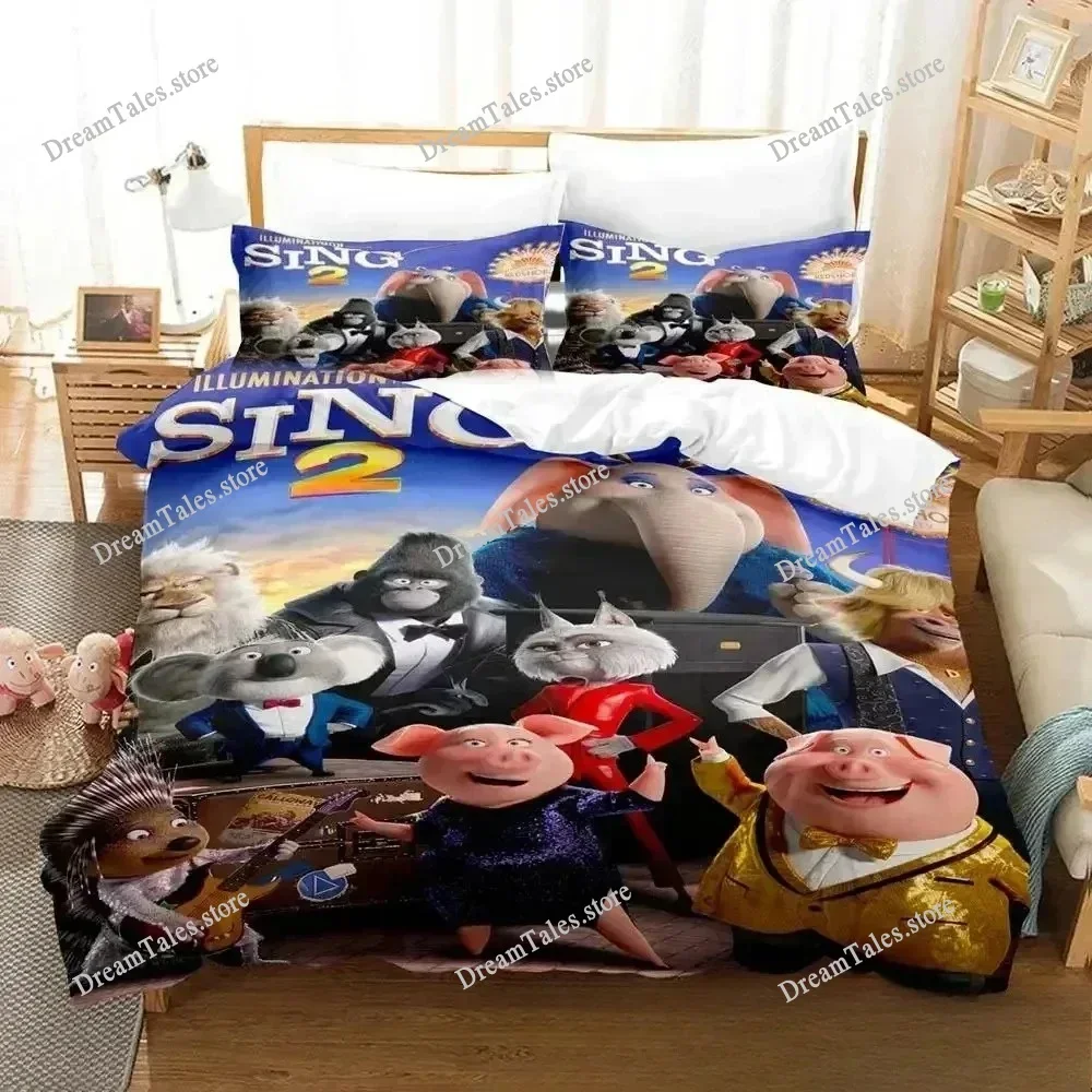 

3D Print Cartoon Sing 2 Bedding Set Duvet Cover Bed Set Quilt Cover Pillowcase Comforter King Queen Size Boys Adult Bedding Set