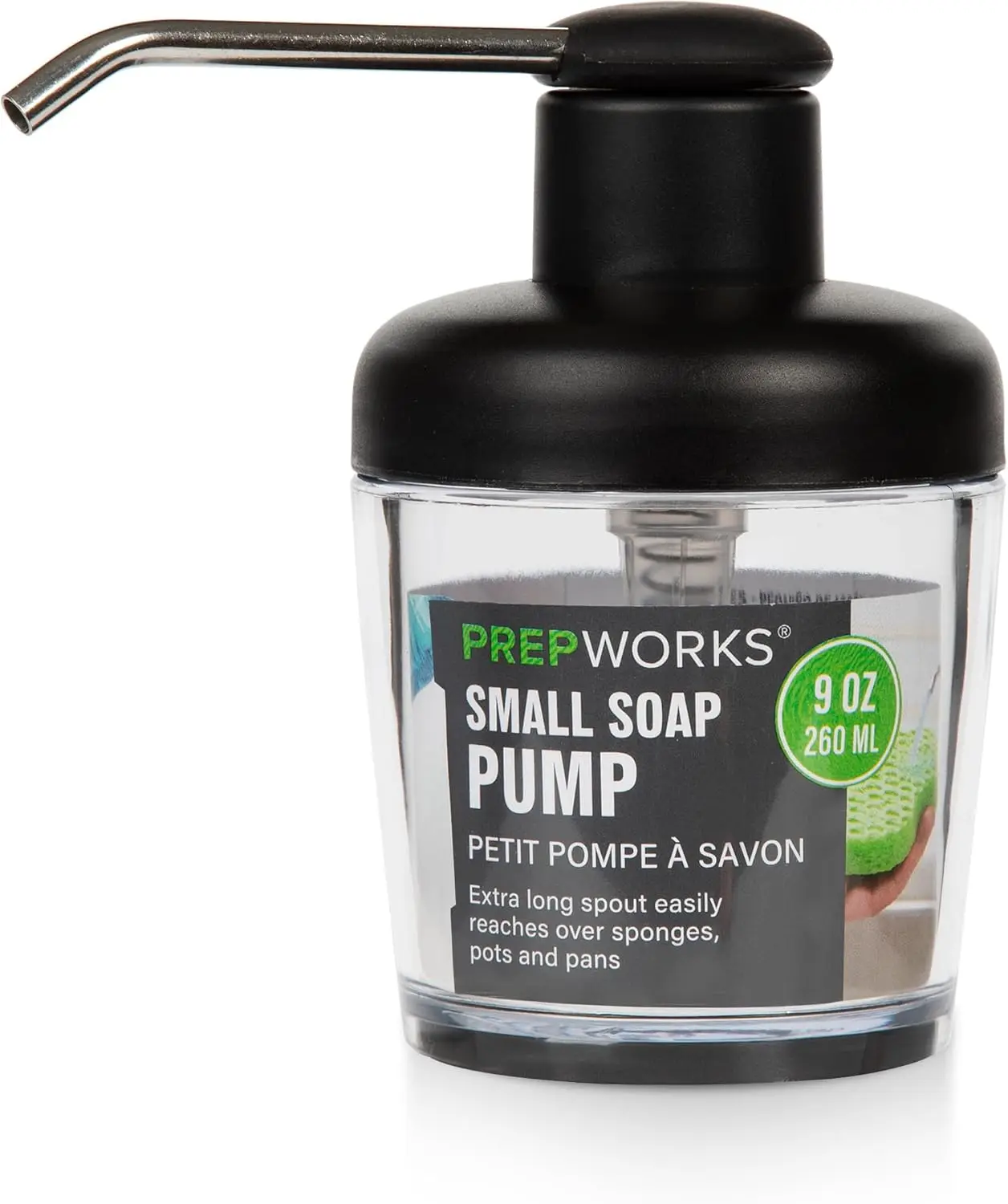 

Soap Pump Dispenser 9oz with Extra-Long Spout for Kitchen or Bathroom, Multicolor Durable Dishwasher Safe