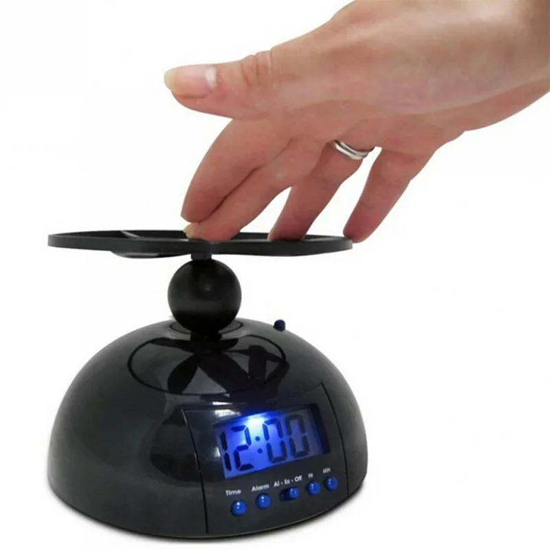 Creative Flying Alarm Clock Crazy Annoying Loud Lazy Screw-Propeller Helicopter Style LED Digital Clock