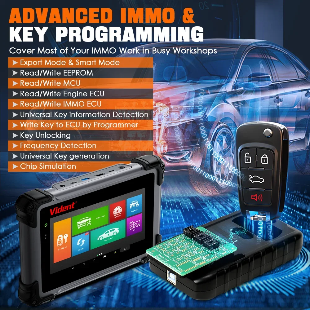 VIDENT iSmart800Pro IM Car Diagnostic Tools Bi-directionl Test ECU Coding Key Programming 42+Service Functions CANFD/DoIP