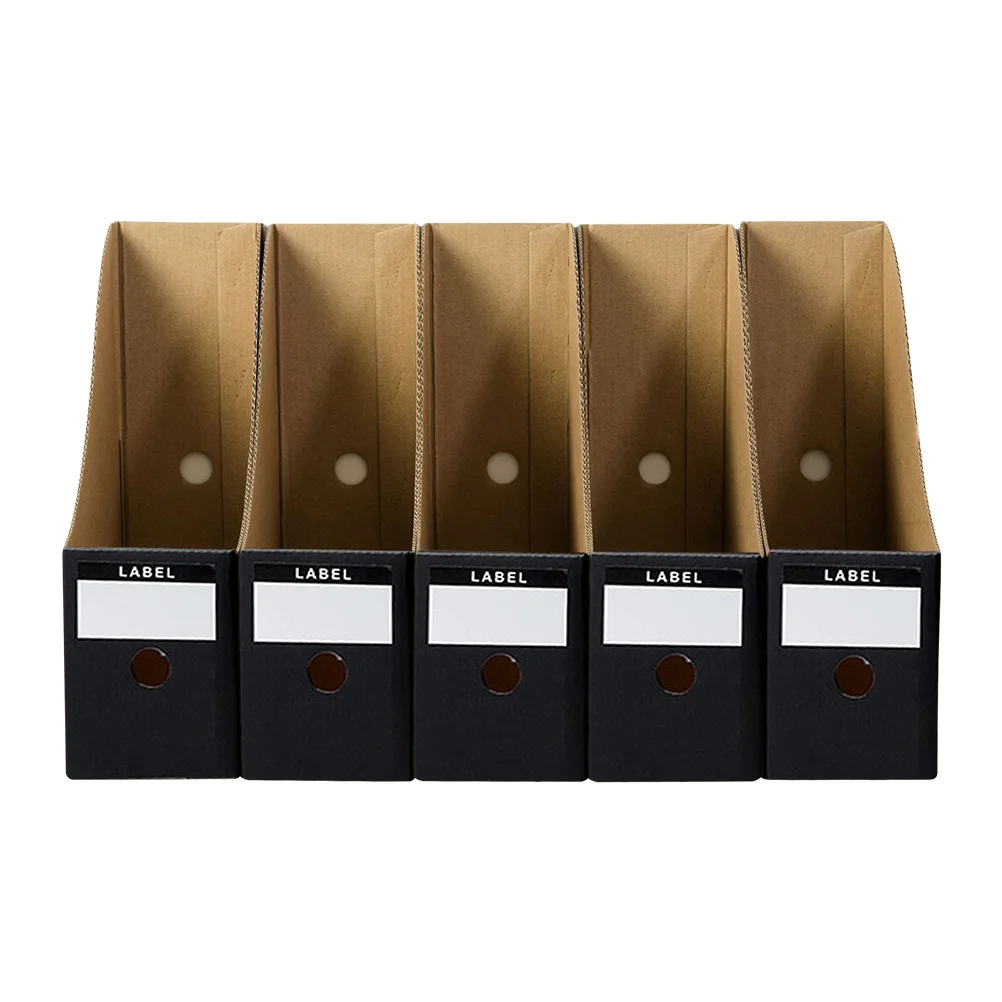Scatole per file da 5 pezzi Organizzatore di documenti da tavolo per studio a casa in ufficio, supporti per file di carta, custodie per riviste, contenitori per libri