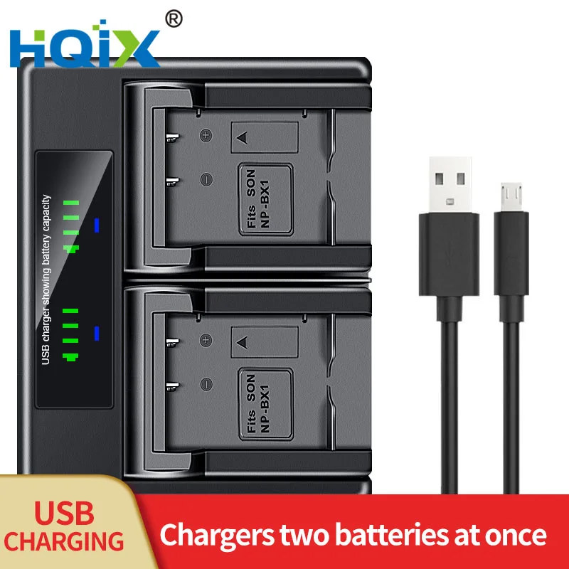 HQIX for Sony HDR- CX450 AS100VR AS20 AS50 CX240 PJ410 MV1 WX700 PJ275 PJ440 ZV1 ZV-1 Ⅱ Camera NP-BX1 Dual Charger Battery