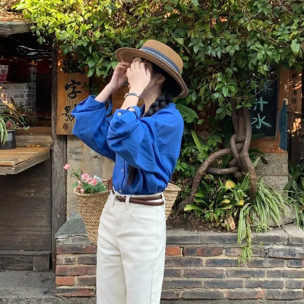 

Casual UV Protection Weave Straw Hat Boho Bohemian Beach Hat Sunscreen Ethnic Style Outdoor Visor Cap Vacation