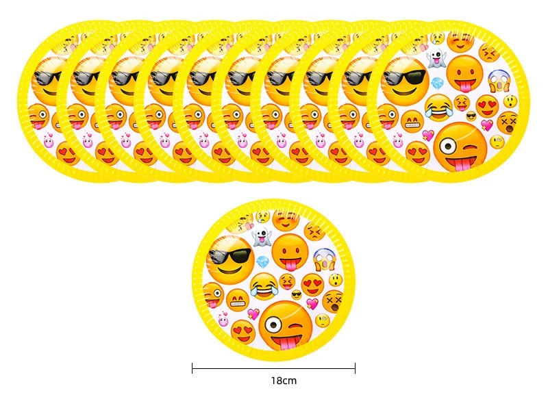 136p Emojis Smiles موضوع مجموعة أدوات المائدة للحفلات أطباق أكواب ورقية للاستعمال مرة واحدة مهرجان عيد الميلاد الاحتفال لوازم الديكور الطرف