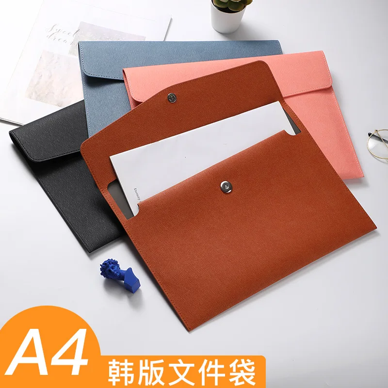 Leather a4 document bag, imitation leather large-capacity data document bag, can be embossed with corporate LOGO