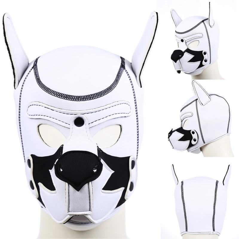 

Animal for Head Mask White Puppy Hood Full Face Mask Full for Head Mask Sexy Dog for Head Mask Cosplay Costume for Hallo