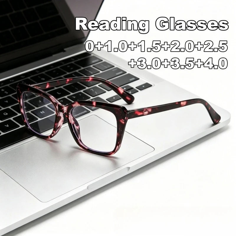 

Fashionable Square-Frame Blue Light Blocking Presbyopia Glasses Large Frames Comfortable High-Definition Women Reader Eyewear
