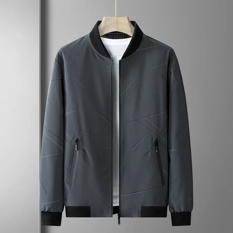Men's Fashionable Simple Natural Solid Color Jacket for Spring Autumn Outdoor Sports Leisure Windproof Breathable Warm Jacket