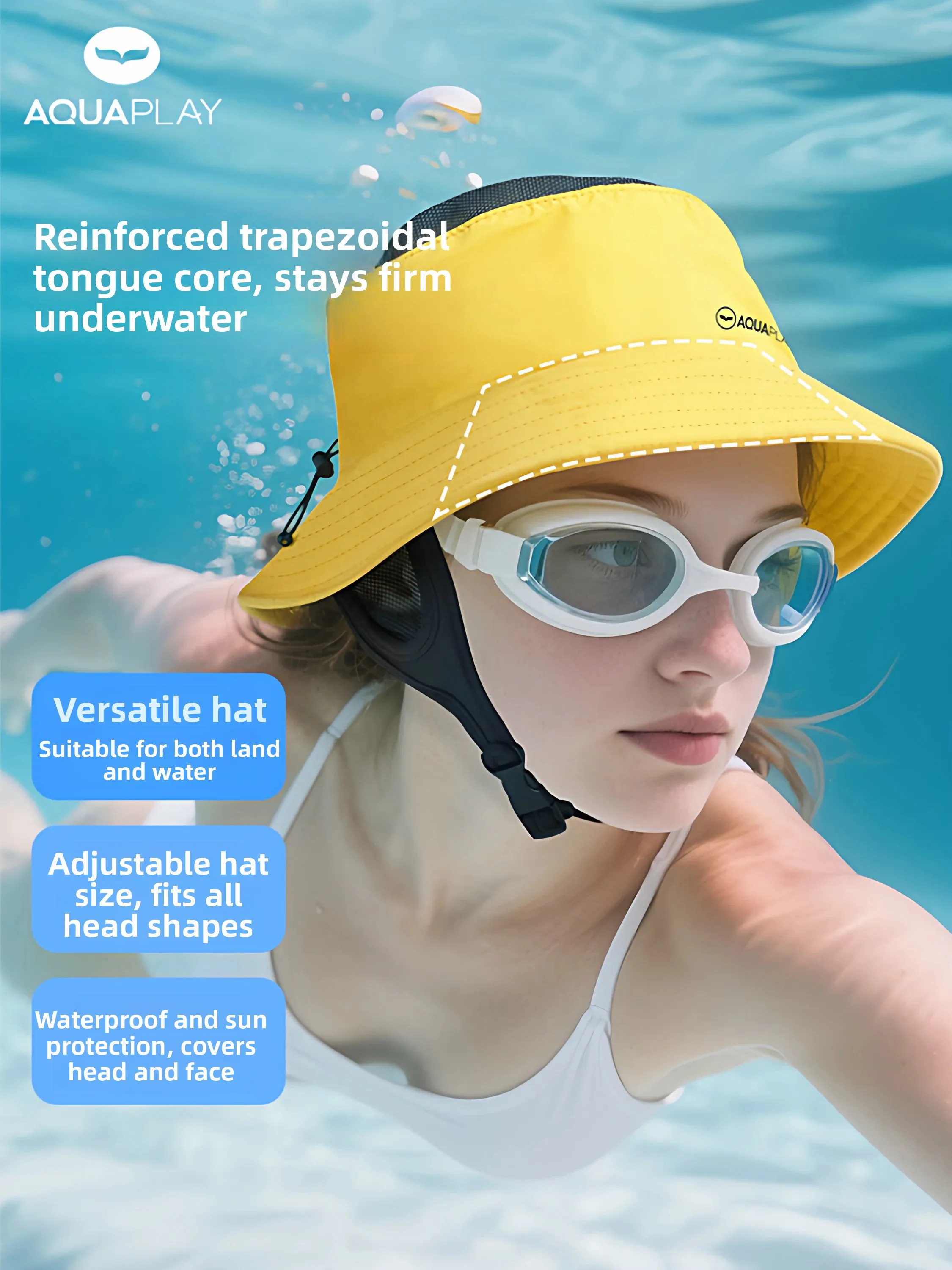 PADI Collaborative Edition Men's Large Circumference Surfing Hat Sun Protection Scuba Diving Cap Swimming Equipment Beach Hat