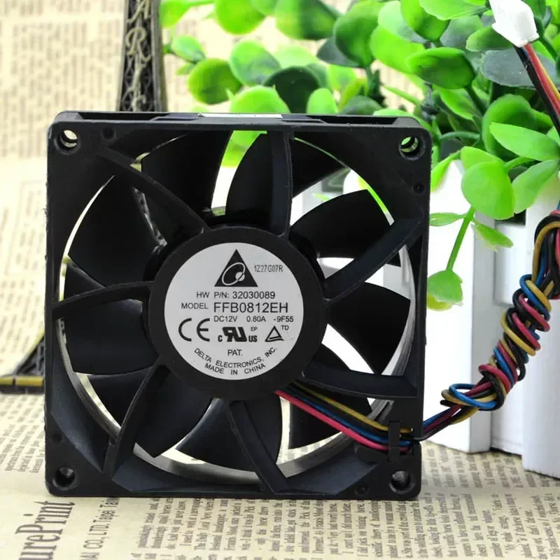 Delta FFB0812EH 8CM 12V 0.80A High Airflow Fan with 4-Wire PWM Support for Taiwan Delta
