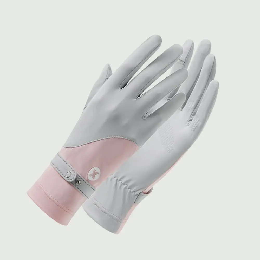 

Модные анти-УФ-перчатки из ледяного шелка, дышащие варежки с сенсорным экраном, тонкие нескользящие солнцезащитные перчатки для женщин