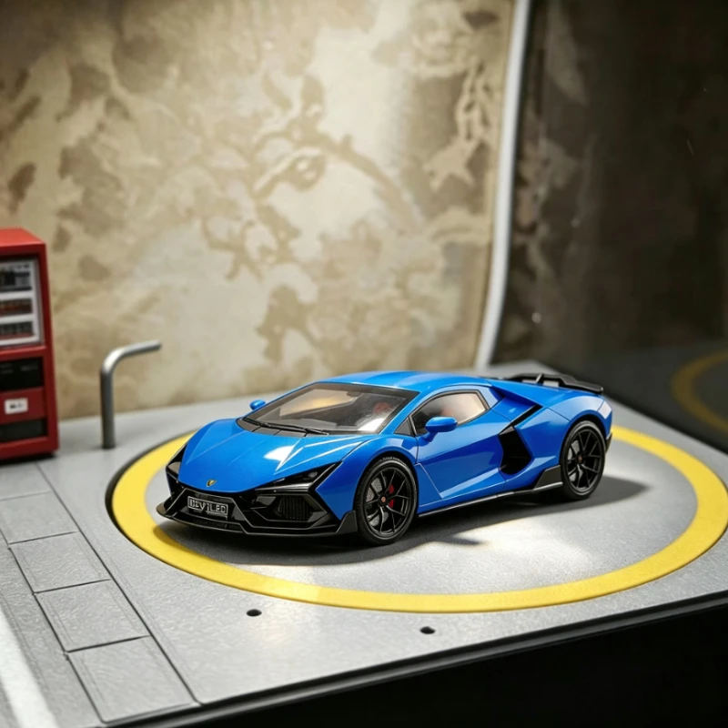 1:24 Revuelto Diecast Alloy Supercar Pull Back Sound Light Educational Toy Ornament Collectible Birthday Gift For Supercar Fans