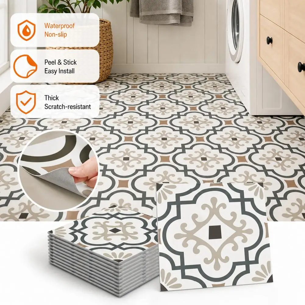 12PCS printed matte thickened waterproof decal vinyl easy to paste removable simple home living room kitchen tile stickers floor