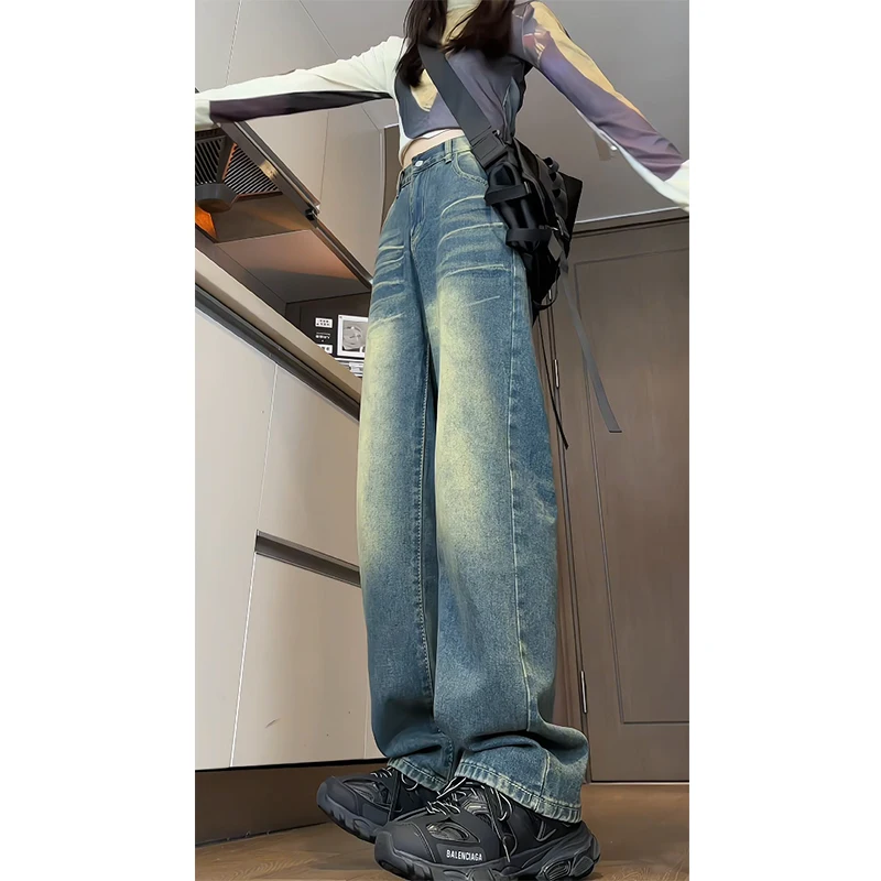 

Washed Vintage Men's Jeans High Street CleanFit Straight Leg Loose Wide Leg Long Trousers Autumn Wear Youth Fashion