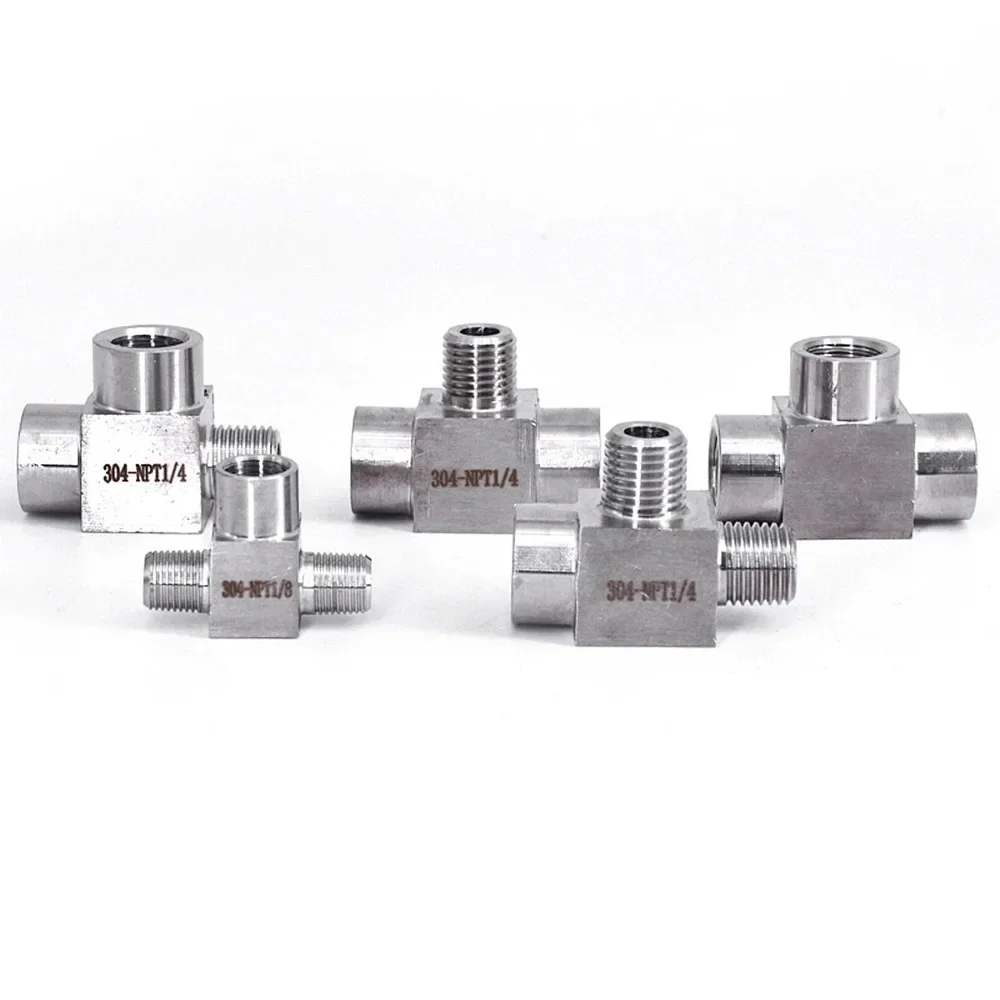 1/8" 1/4" 3/8" 1/2" BSP NPT Trójnik żeński męski 3-drożny Złącze rurowe ze stali nierdzewnej 304 Blok rozdzielacza Wysokie ciśnienie — zdjęcie 4