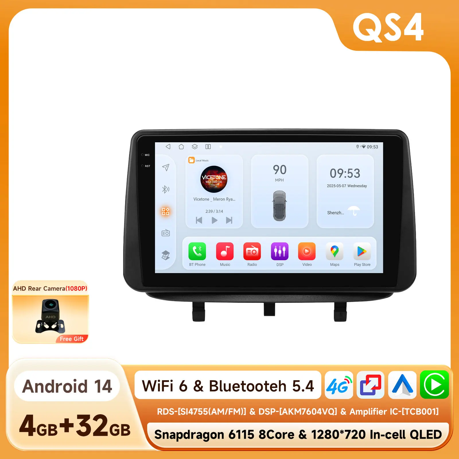 Hizpo Android AI Voice CarPlay Head Unit Voor Opel Meriva B 2009-2014 QLED Stereo Autoradio Multimedia Video Player GPS 360 CAM