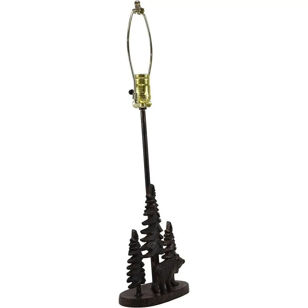 Rustic Black Bear Table Lamp with Pine Tree Shade, 24.5 Tall, Mountain Cabin Decor - view 5