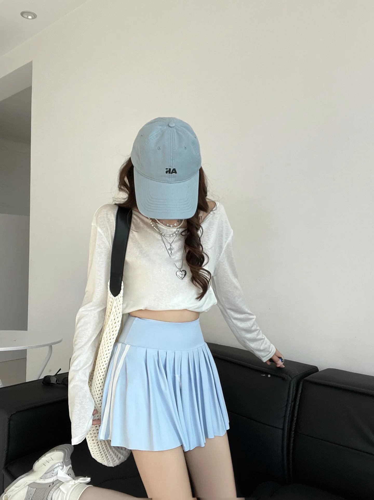 Amerykańska spódnica tenisowa Sle Qui Dry damska letnia, dopasowana, outdoorowa, chroniąca przed słońcem, długość f, plisowana spódnica do badmintona, anty...