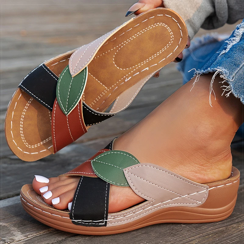 Women's Sandals Comfortable Wedges Heels Sandals Summer 2025 Shoes Woman Heeled Slippers Women Summer Footwear Chaussures Femme  image 2