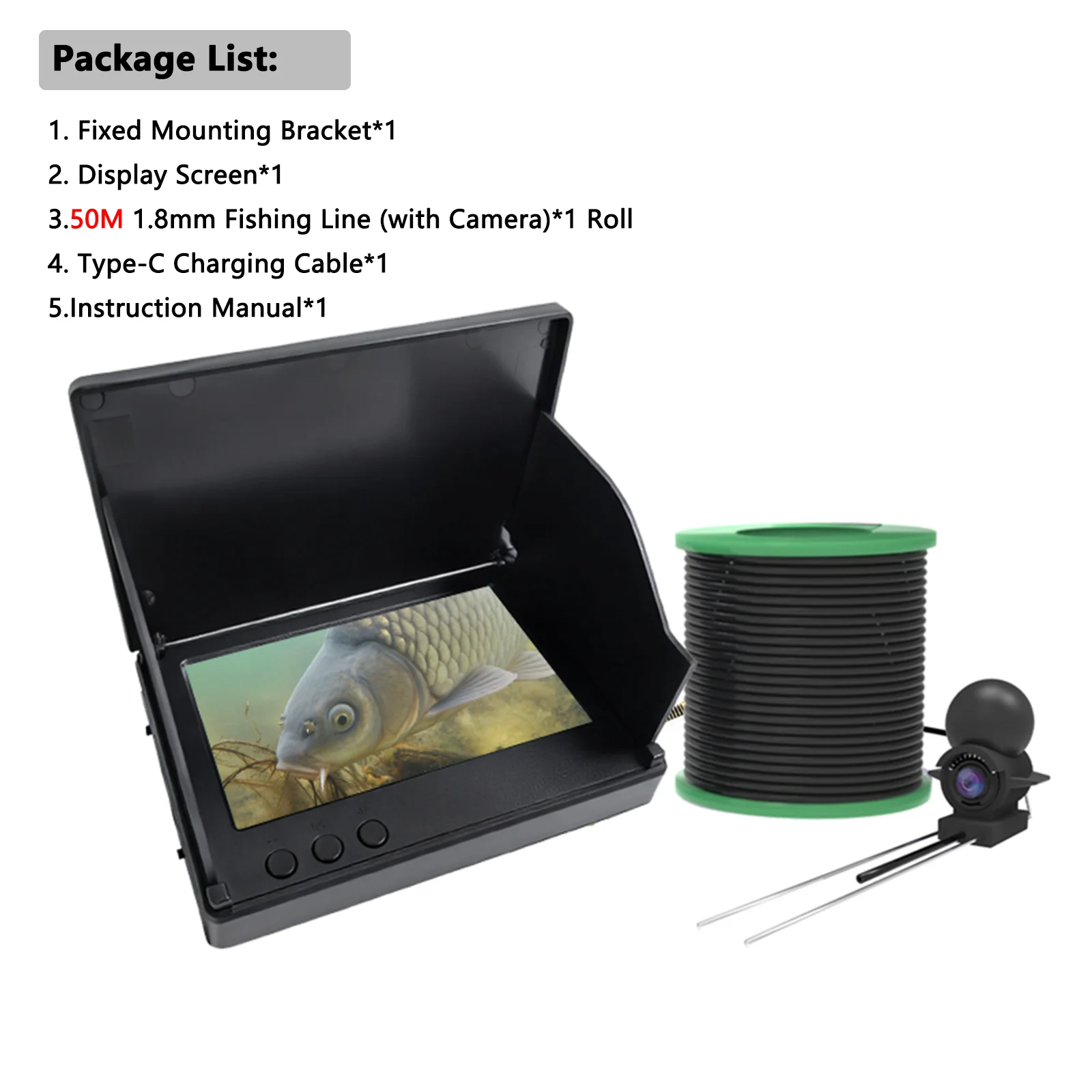 Dodosee Handheld 1080P 4.3 ''LCD Fishfinder Draagbare Visdieptezoeker Water Onderwater 220 °   Viscamera met nachtzicht