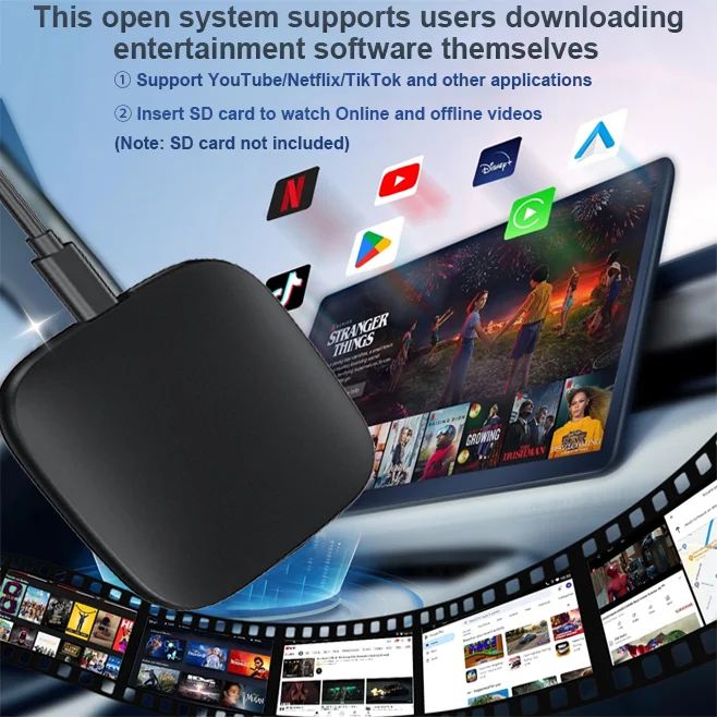 2025 Android 14 3-in-1 CarPlay Smart Box Wireless Android Car Adapter supports YouTube, Netflix Plug-and-Play