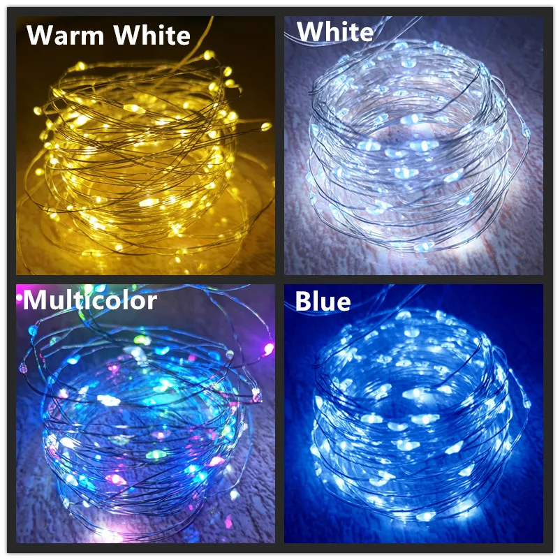 Waterproof 8 Mode LED Copper Wire String Light Fairy Garland Christmas Lights Outdoor Remote Control Battery Power Wedding Decor