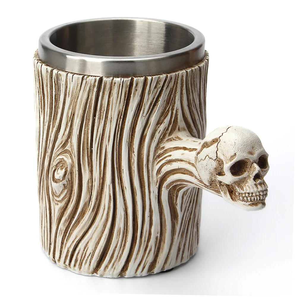 

Cross border New Product Skull Decayed Wood Cup Detachable 304 Stainless Steel Inner Container Resin