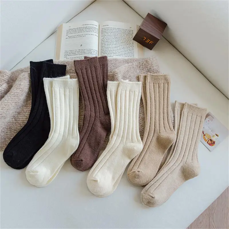 2024 New Winter Cashmere Wool Women Socks Casual japanese fashion Solid Color Thicker Long Sock Girls Thermal Warm Crew Sock