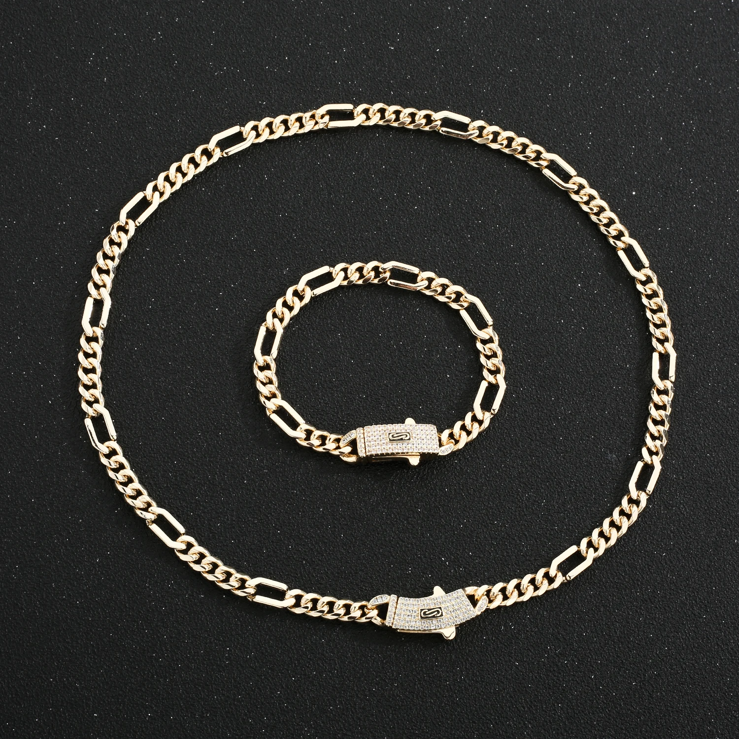 

Monaco Cuban Chain 14K Gold Plated 6mm Bracelet and Necklace Fashion Men's Jewelry Available for Wholesale Free Shipping Item