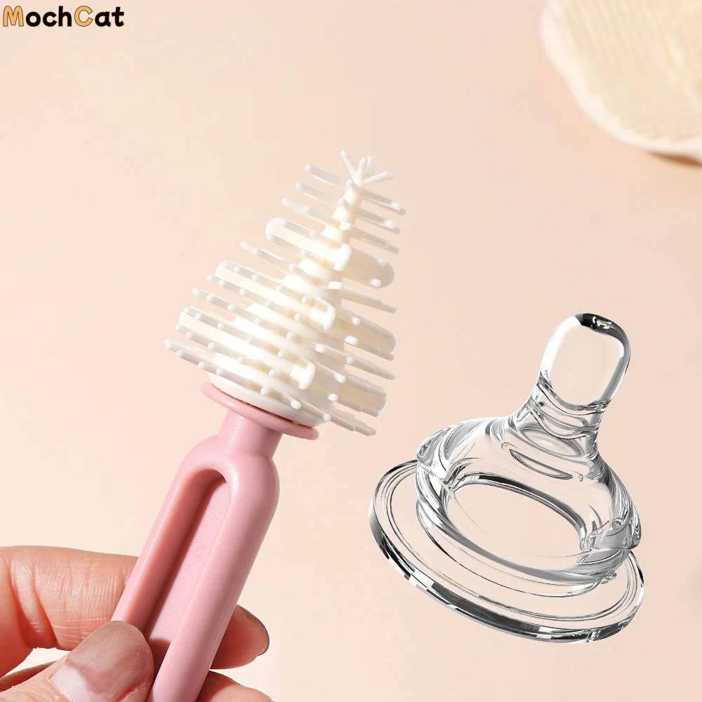

6pcs/set Multi-functional Milk Bottle Cleaning Brush Set Anti-lost Eyedropper Brush Pacifier Straw Scrubber Silicone