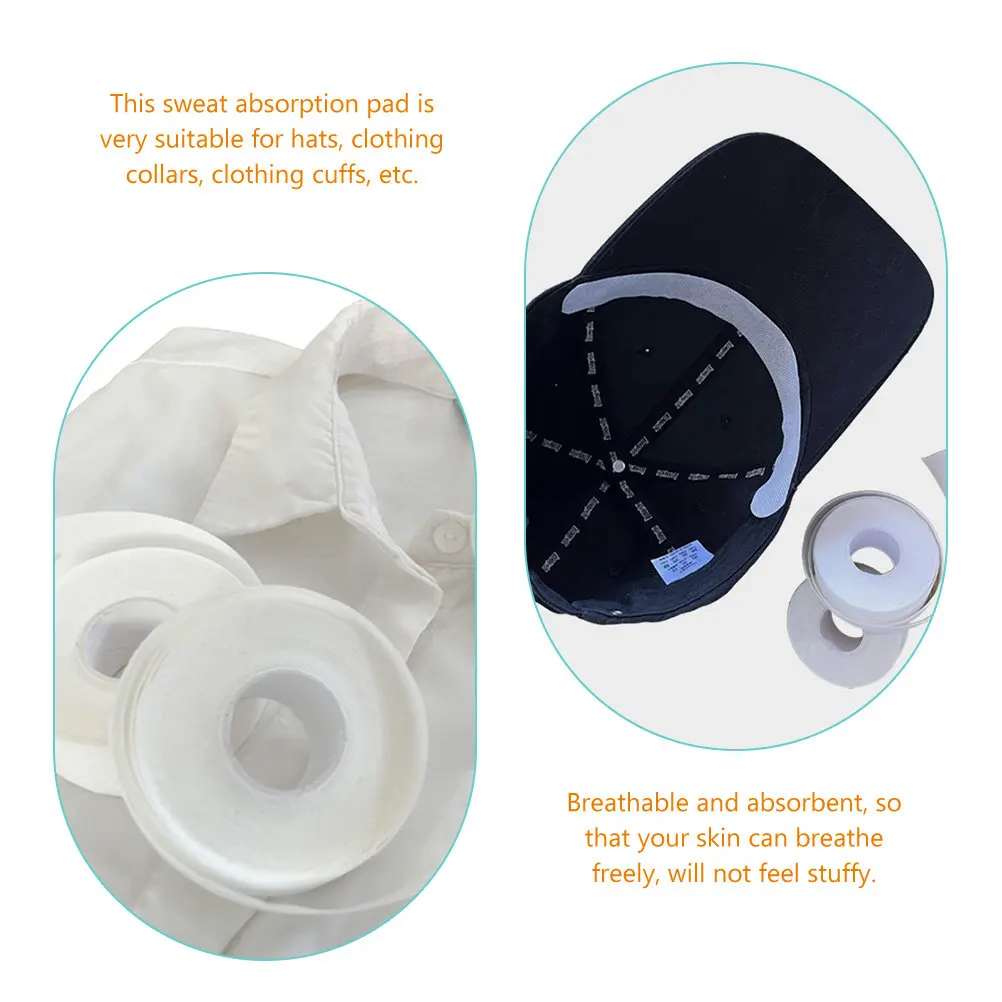5 Rolls Adhesive Sweat Absorption Strips Hat Sweat Liner Collar Pads Breathable Nonwoven Self Adhesive for Shirt Cuffs