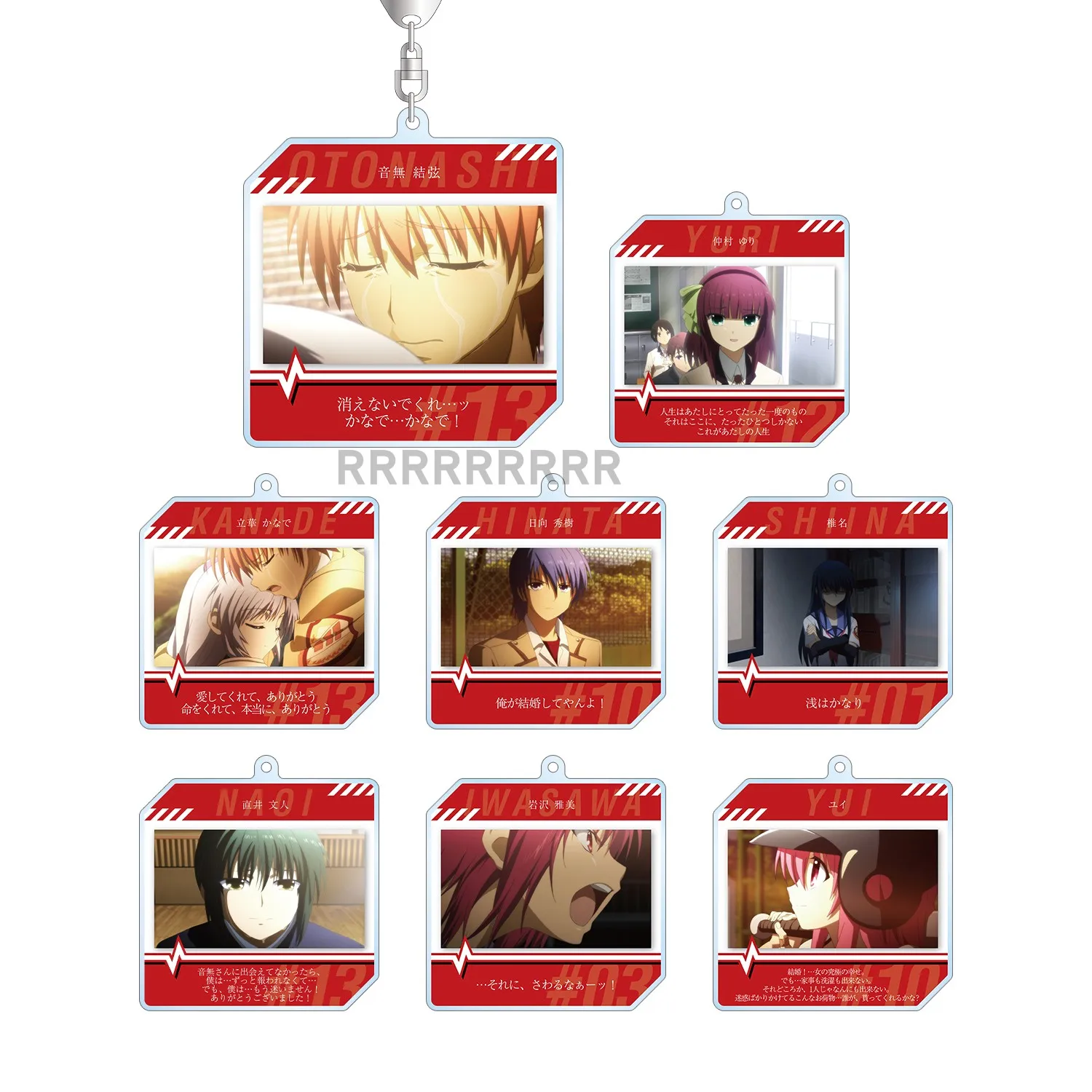 Game Nakamura Yuri Iwasawa Masami Otonashi Yui Tachibana Kanade Keychain Doll Anime Acrylic Keyring Pendant for Gift