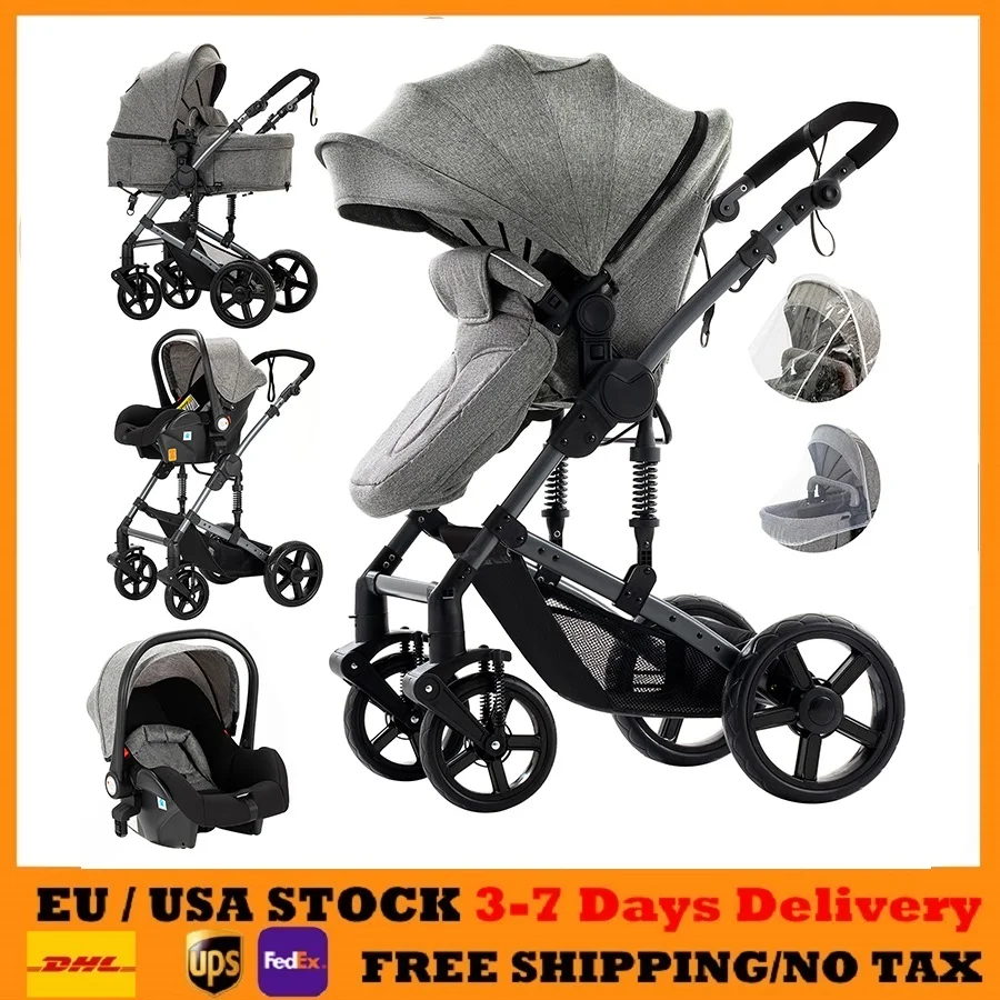 

Baby Carriage Baby Stroller Travel System Stroller 3 in 1 Bassinet Stroller for Newborn One-hand Fold Stroller for Babies Cars