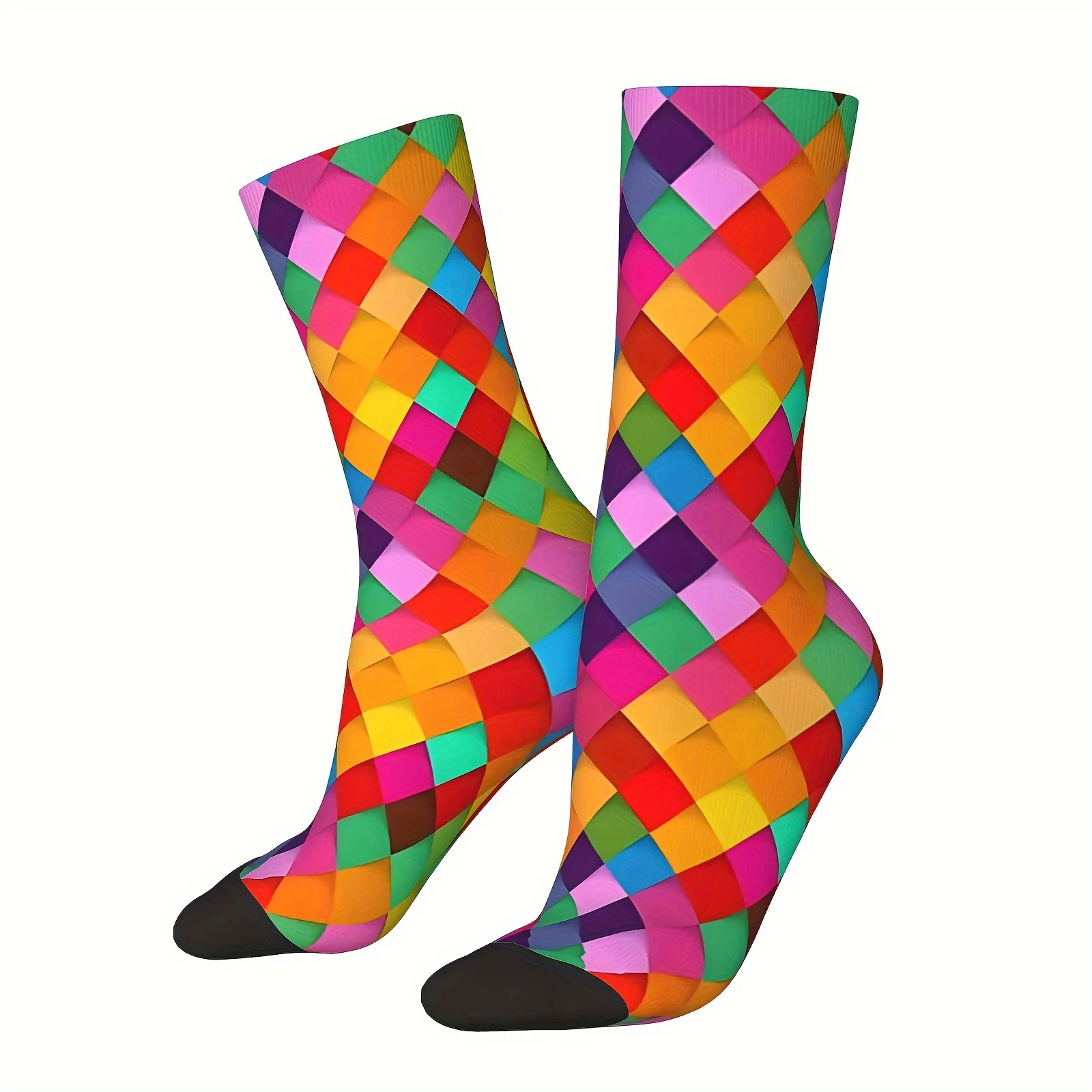 1 Pair Funny Crazy Compression Birds of Prey Colorful Diamonds Sock for Men Hip Hop Harajuku Happy Quality Pattern Printed Boys