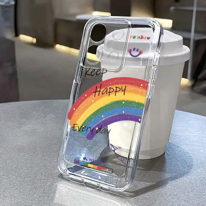 

Luxury Colorful Rainbow Clouds For Xiaomi Poco X5 X6 X7 F7 F6 F5 F4 M6 M8 C85 Redmi 15C 12 Pro Ultra 5G Transparent Phone Case