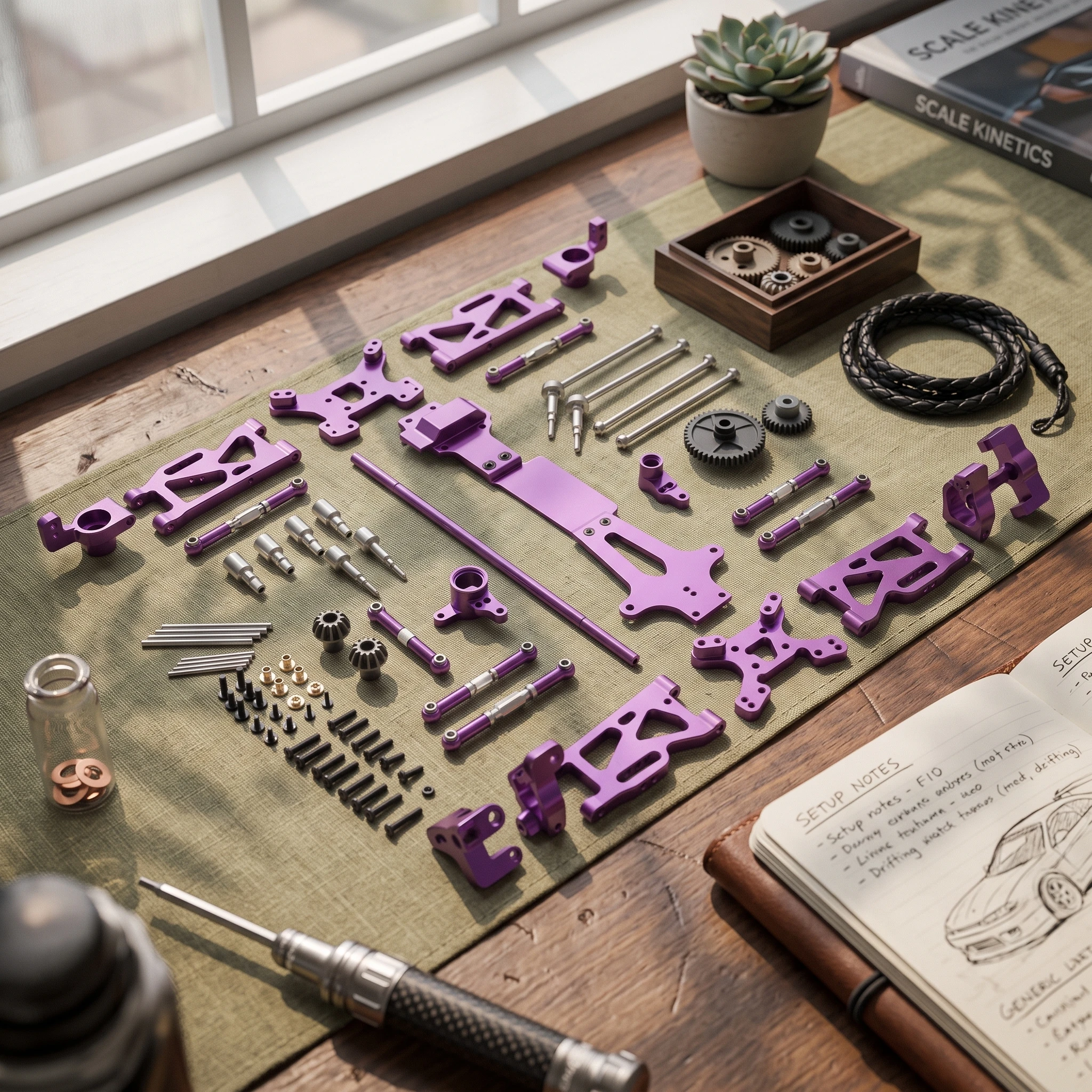 17 Pieces RC Car Upgrade Parts Machined RC Chassis Parts with Fasteners Frame Precision-Cut Vehicle Reinforced for Bench Builds