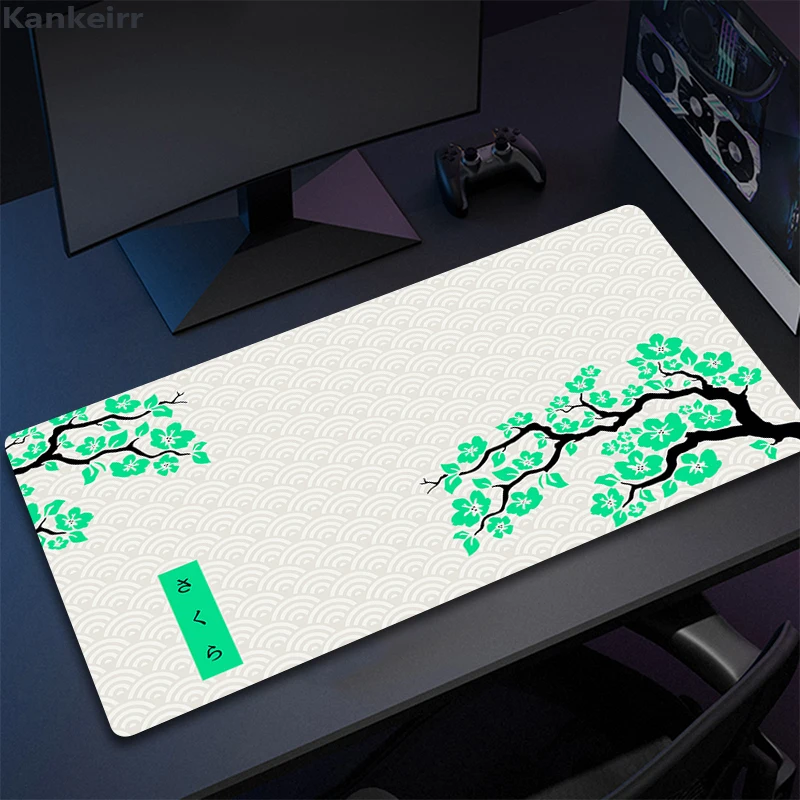 Imagem -04 - Mousepad Flor de Cereja Branca e Roxa Teclado de Computador Personalizado hd Tapetes de Mesa Kawaii Sakura Tapete de Mesa Macio para Laptop Mouse Pad