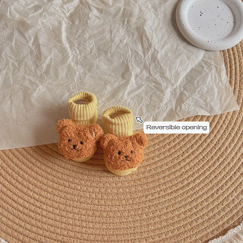 Bear Doll Baby Socks Korean Toddler Middle Tube Sock Solid Color Cotton Breathable Boy Girl Infant Sokken Cartoon Newborn Sox