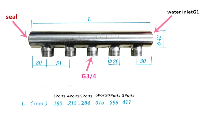 

304 stainless steel drinking water divider G1 inlet G3/4 external teeth control water collection PPR water distribution system