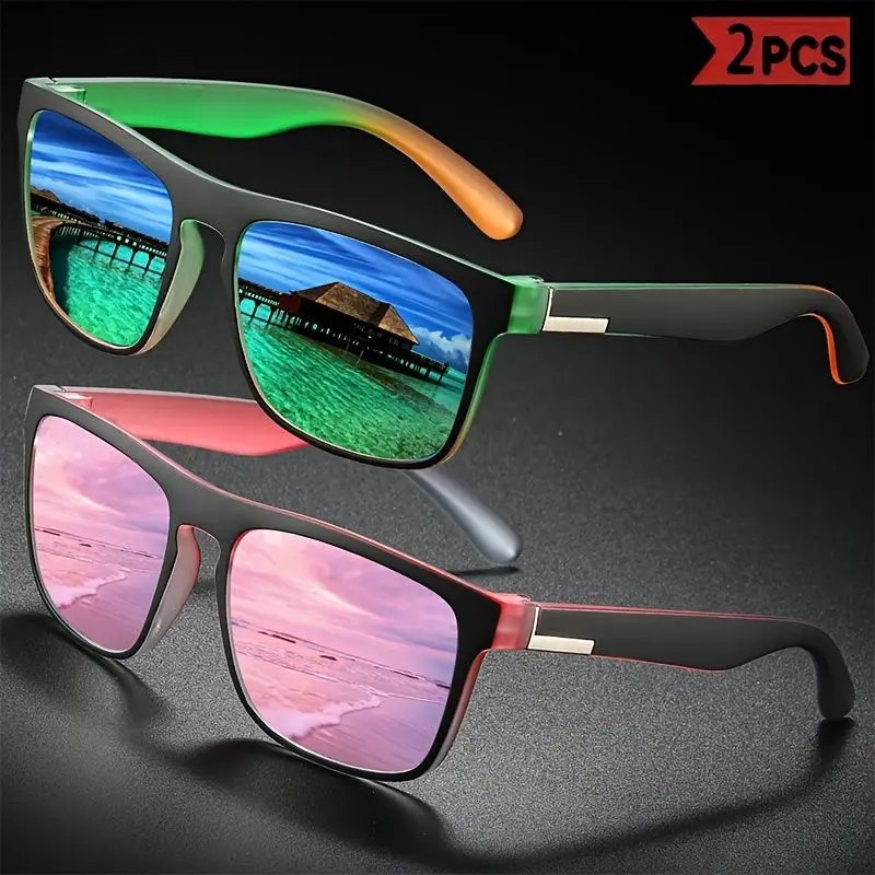 قطعتان، مخطط ألوان مستوحى من الدوبامين، مجموعة نظارات طازجة ولطيفة، مناسبة للنساء للارتداء والإكسسوارات، والرجال للقيادة