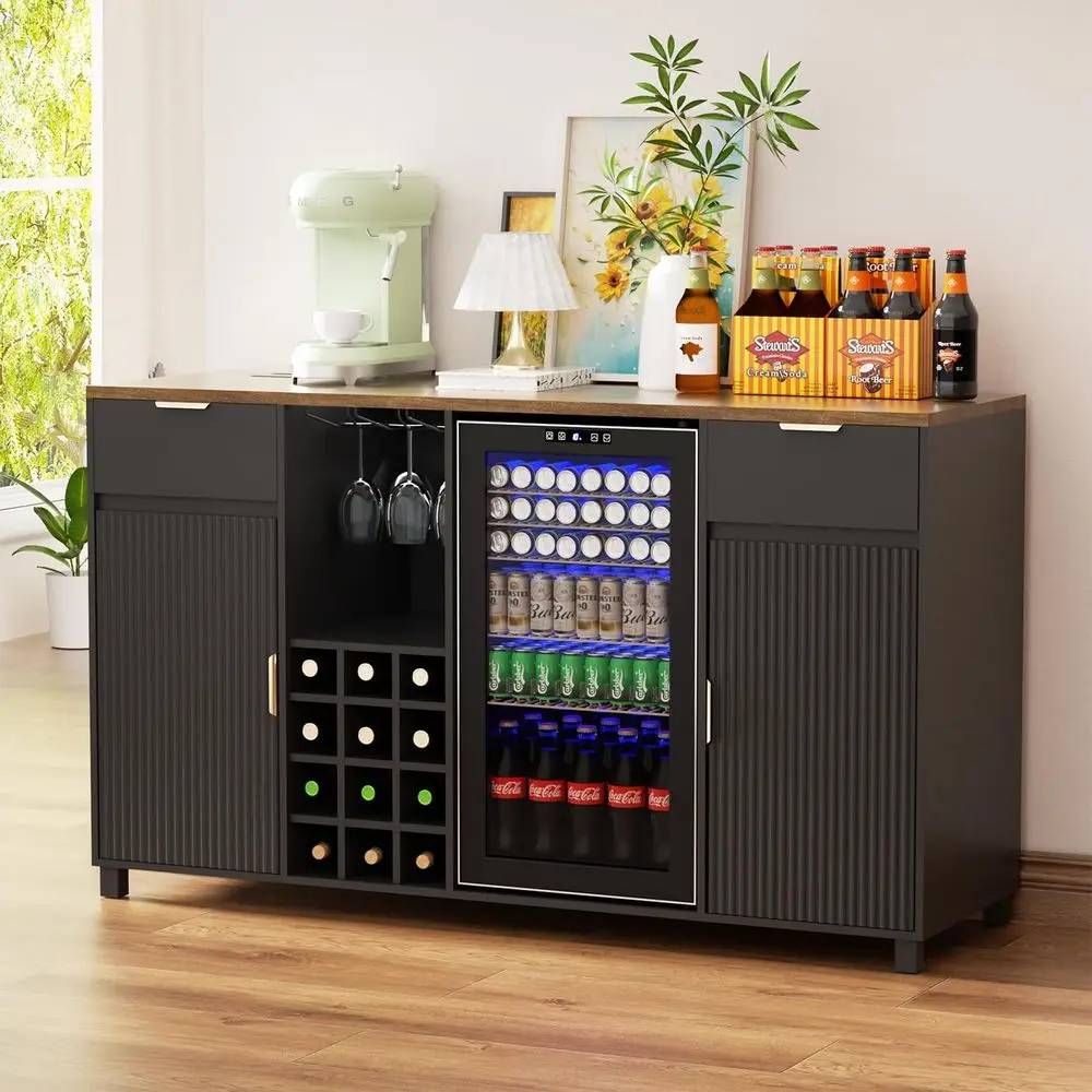 

Spacious Ridge Door Cabinet with Adjustable Shelves, Ideal for Wine and Liquor Storage in Dining, Living, or Kitchen Areas