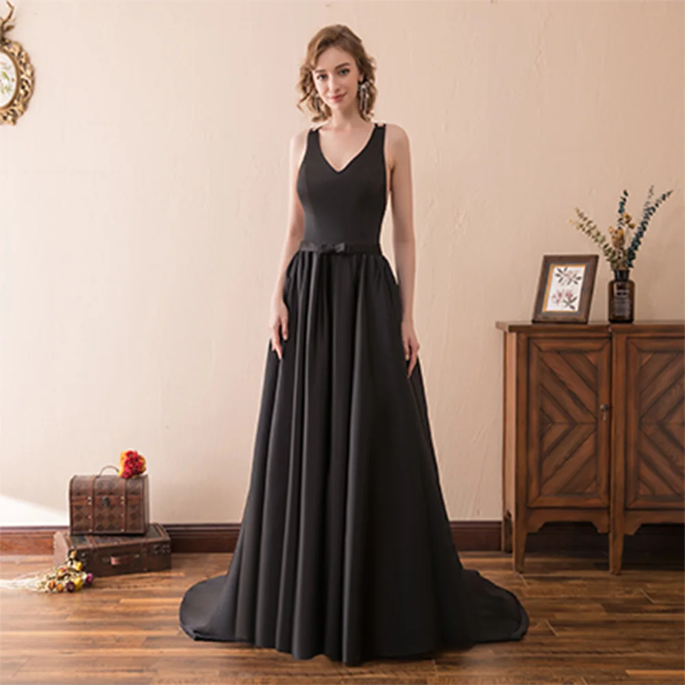 

Temperament Satin A-Line Lace Up Back Spaghetti Straps Evening Dress Fashion Floor Length Sleeveless vestidos de fiesta