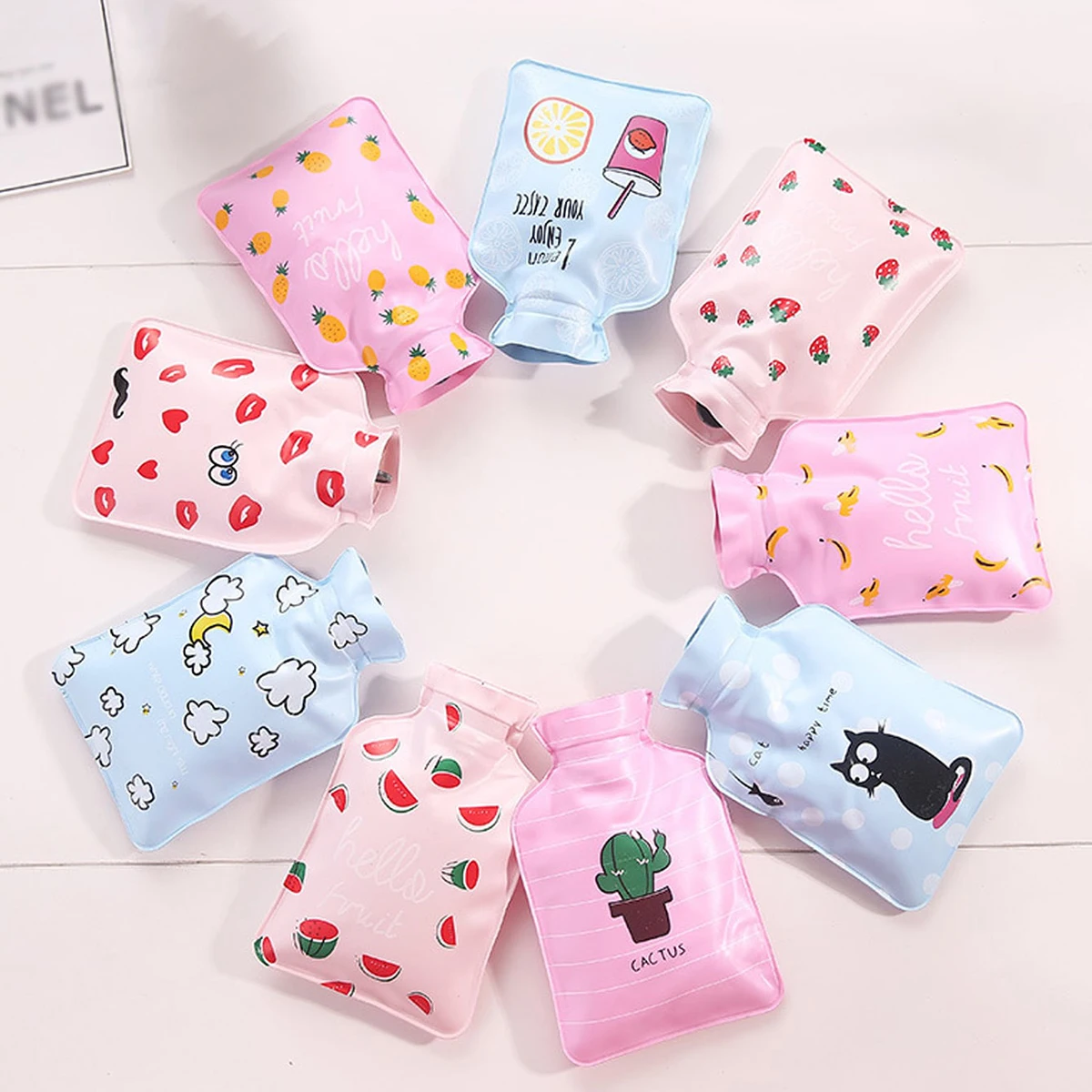 1PC-PVC pearlescent hot water bag water injection hot water hand warmer cartoon hot water hand warmer