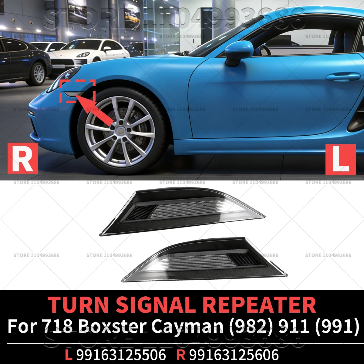 

Для Porsche 2016-2022 718 Boxster Cayman GTS S T (982) 2014-2017 911 (991) повторитель указателей поворота OEM 99163125506 99163125606