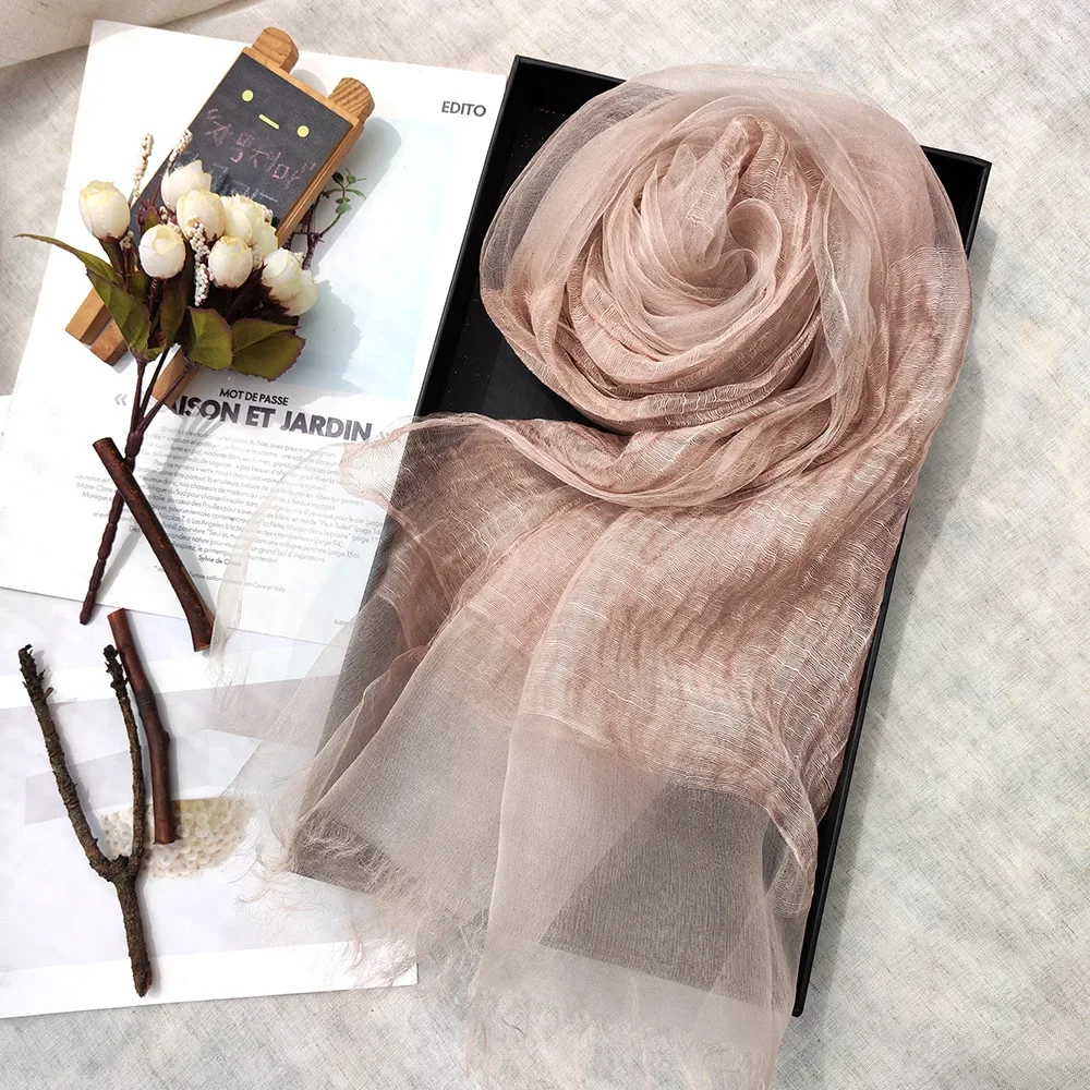 Solid Color Scarf for Women Elegant New Style Silk Women Versatile for Spring and Autumn Dirty Dye Sunscreen Elegant Generous