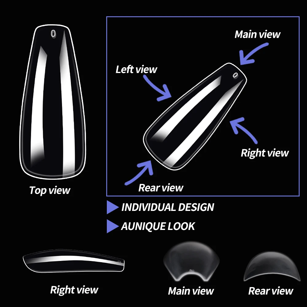 120 pezzi trasparente ballerina gel punte per unghie finte bara media unghie finte francesi 12 dimensioni copertura completa punte di estensione artificiale acrilica @